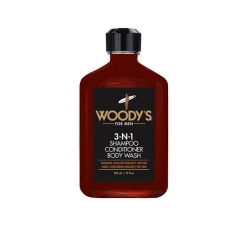 Woody's 3-n-1 šampūnas, kondicionierius, kūno prausiklis 3 in 1, 355 ml
